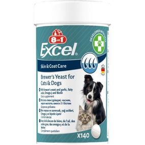 Вітаміни 8in1 Excel Brewers Yeast для собак і кішок, пивні дріжджі з часником, для шкіри та шерсті 140 шт.