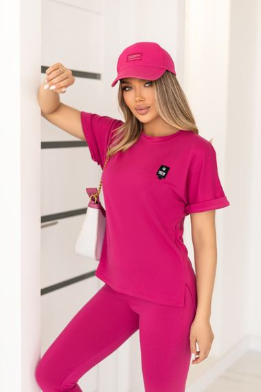 Женский спортивный костюм с лосинами и футболкой GF8711 цвет розовый размер 42/44 | Зображення 1