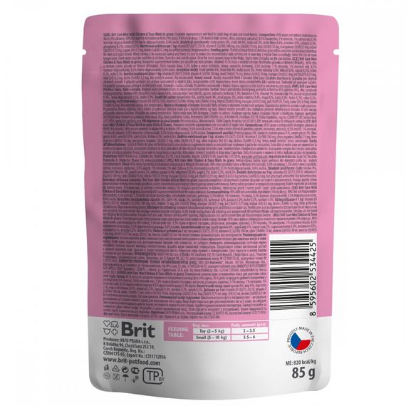 Корм вологий Brit Care Mini для дорослих собак мініатюрних порід філе з куркою та тунцем в соусі 85 г | Зображення 2