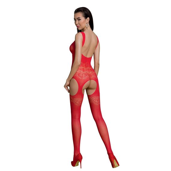 Бодистокинг Passion ECO BS005 red, плотный, открытый доступ, имитация подвязок | Зображення 1