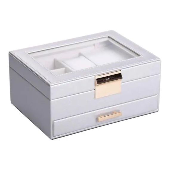 Скринька для прикрас з еко шкіри 2 яруси органайзер для ювелірних виробів HP-5-36G | Зображення 6