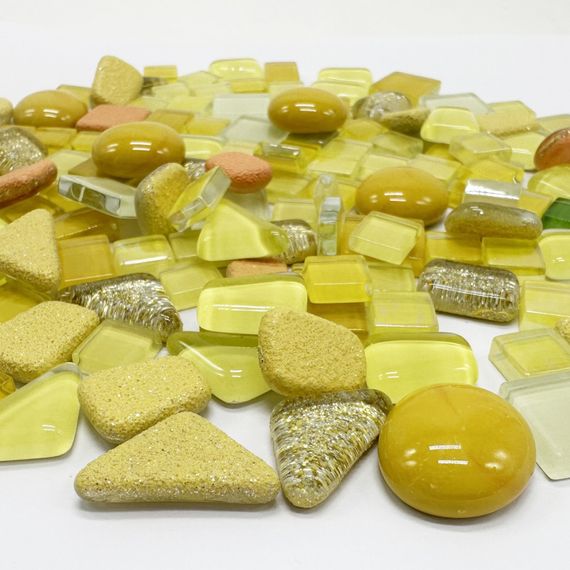 Набір скляних камінців для мозаїки 6505, 200 грам, 150-180 шт, 4 мм, жовтий | Зображення 1