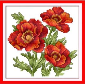 Набір для вишивання хрестиком з нанесеною на канву схемою "The flower of happiness (5)".  AIDA 14CT printed, 17*17 см