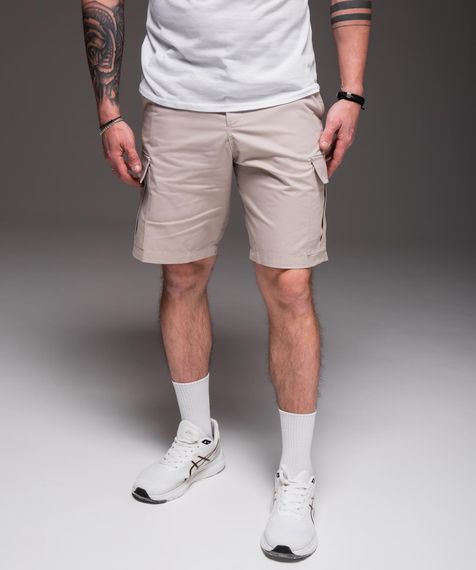 Мужские летние шорты карго с накладными карманами, под ремень RA2032, цвет бежевый, размер М