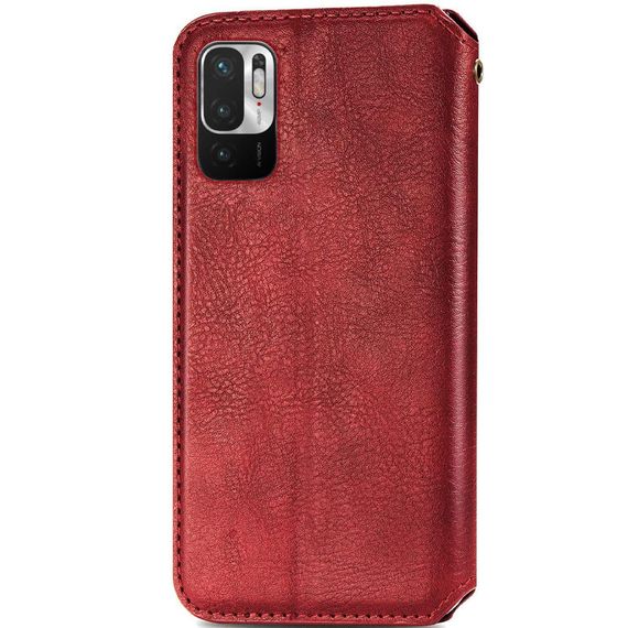 Кожаный чехол книжка GETMAN Cubic (PU) для Xiaomi Redmi Note 10 5G / Poco M3 Pro Штучна шкіра, Слот для візитки, Червоний | Зображення 3