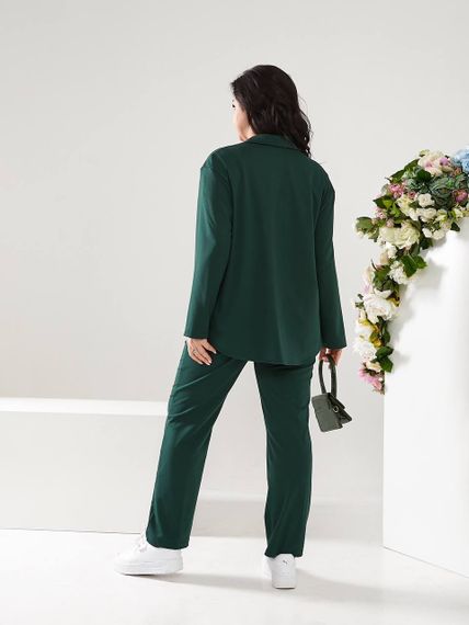 Женский костюм тройка рубашка+футболка+брюки трикотажный NB23007 размер 50/52 цвет бутылка | Зображення 4