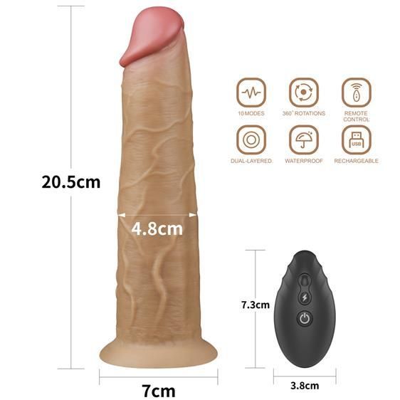 Вібратор - Dual-Layered Silicone Rotator 8" Flesh Sex Aura | Зображення 2