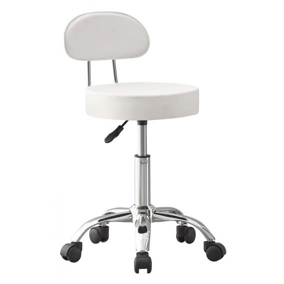 Крісло табурет на колесах зі спинкою кругле Bonro Бонро B-491 біле (40300050)