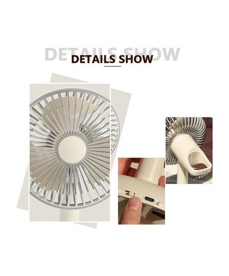 Вентилятор Simple desktop fan KD197 настільний портативний з роботою від USB Блідо-жовтий (кремовий) | Зображення 3