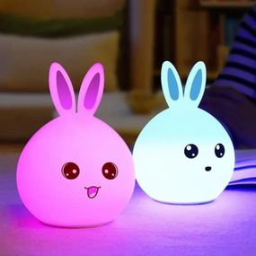 Дитячий світильник – нічник Зайчик LED Rabbit Soft Touch силіконовий із вбудованим акумулятором ∙ 7 режимів свічіння