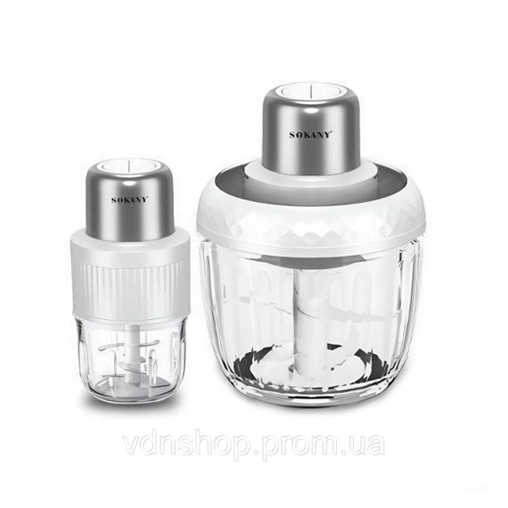 Чопер подрібнювач Sokany SKYM7032W 2в1 з чашами 0.5 і 1.5 л 800 Вт Білий | Зображення 1