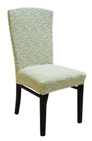 Жаккардовые чехлы на стулья без юбки Ванильные