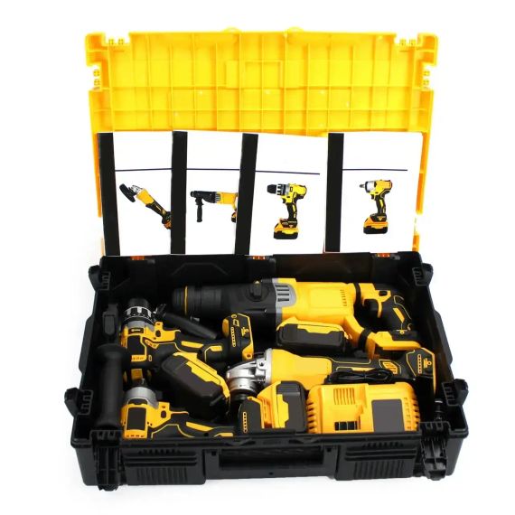 Набір 4 в 1 на акумуляторах Гайковерт Шуруповерт | Перфоратори | Болгарка | Зображення 2