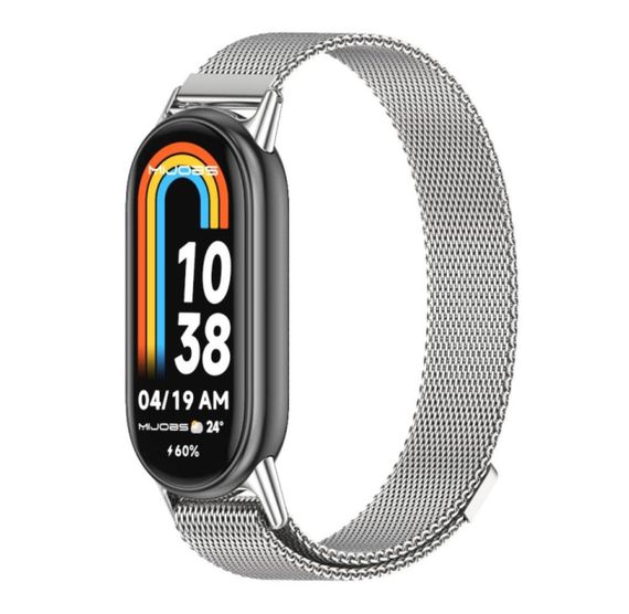 Ремінець металевий Mijobs міланське плетіння для фітнес браслета Xiaomi Mi Smart Band 8 - Silver | Зображення 1