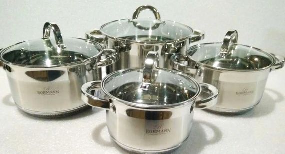 Набір каструль з кришками Bohmann BH-0716 набір кухонний 8 предметів посуд для кухні | Зображення 2