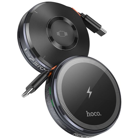 БЗП Hoco CQ18 Flash 2in1 Magnetic + iWatch (with retractable cable Type-C) Metal gray | Зображення 2