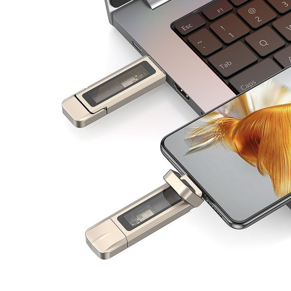 Флеш-накопичувач Usams US-ZB276 2in1 USB 3.2 + Type-C GEN1 Dual Ports Aluminum Alloy 5G – 512GB Silver | Зображення 1