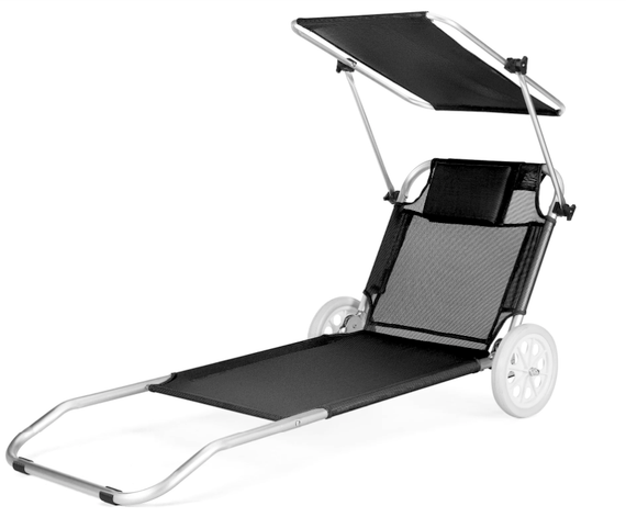 Шезлонг лежак Outtec Sun з дашком чорний | Зображення 2