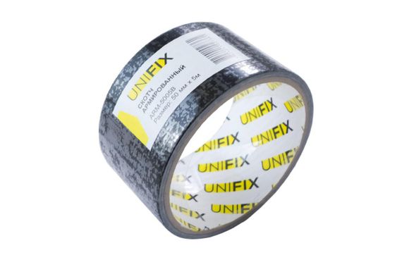 Лента клейкая армированная черная 50мм*5м UNIFIX | Зображення 2