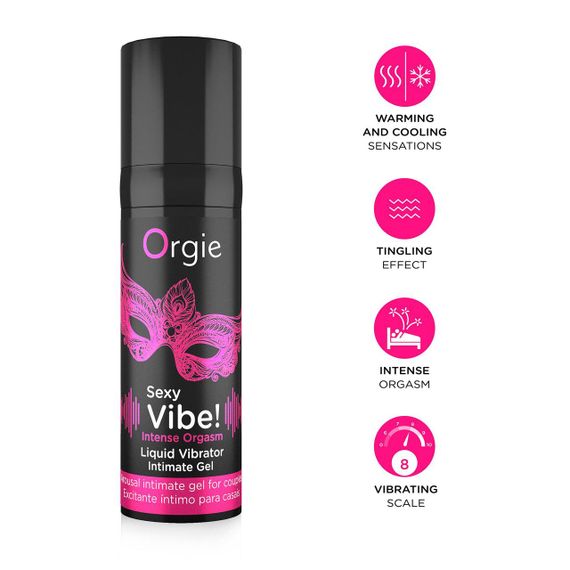 Жидкий вибратор Orgie Sexy Vibe! Intense Orgasm, 15 мл, тепло-холод, очень мощный | Зображення 2