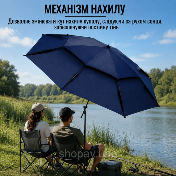 Зонтик пляжный садовый рыболовный 2.4M / Зонтик-антивитер с наклоном Outdoor Umbrella / Усиленный зонтик | Зображення 1