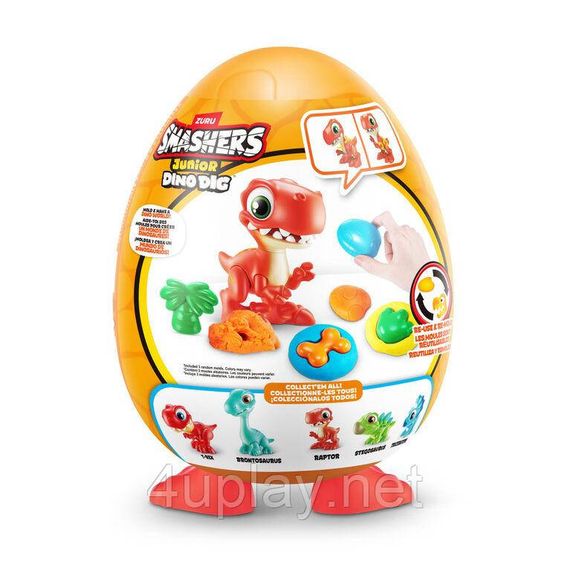 Игровой набор с динозавром Раптор и тестом для лепки Zuru Smashers Junior Dino Raptor | Зображення 3