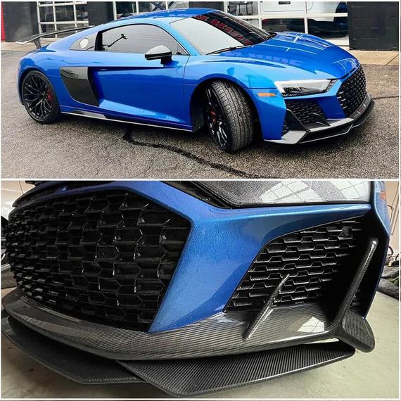 Накладка на передній бампер Lip V1 (2023-2025, Карбон) для Ауди R8 2015- рр | Зображення 2