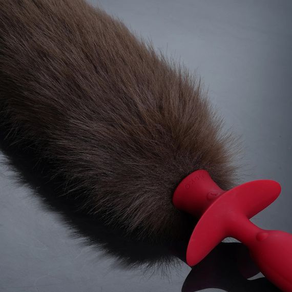 Анальна вібропробка з ротацією UPKO з натуральним лисячим хвостом і пультом, коричневий, 6,6 х 3 см sexstyle | Зображення 4