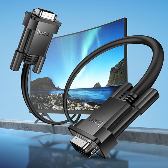 Кабель Hoco US11 VGA male to VGA male HD (1м), чорний | Зображення 7
