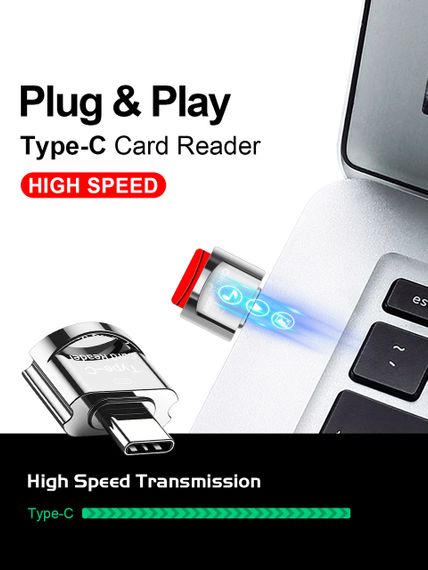 Кардридер з Type C на Micro-SD, TF, високошвидкісний, сірий | Зображення 6