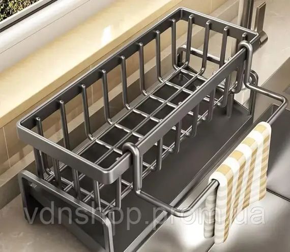 Органайзер для кухонної раковини, міцна полиця для раковини, багатофункціональний полиця для зберігання губок та кухонного | Зображення 1