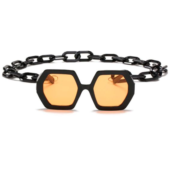 Сонцезахисні окуляри Dollishez black yellow з ланцюжком