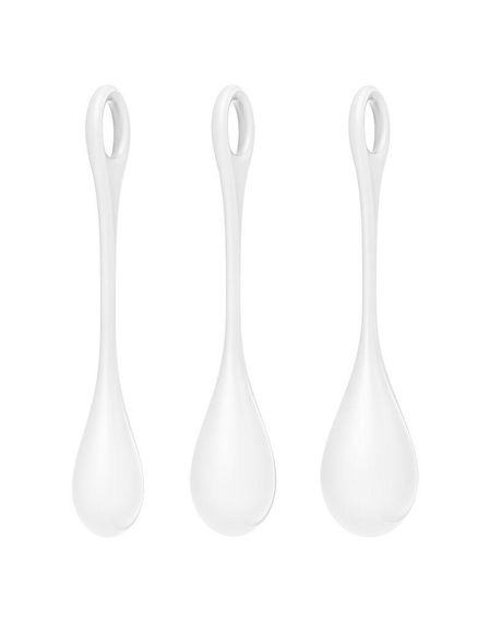 Набір йоні намистин Satisfyer Yoni Power 1 White, діаметр 2-2,5-3см, вага 22-46-74гр Sex Aura | Зображення 1