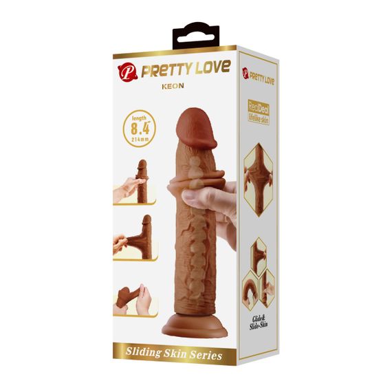 Фаллоимитатор PRETTY LOVE - KEON 8.4(214mm) Sliding Skin Series TPR, Suction base Bendable Sex Aura | Зображення 2