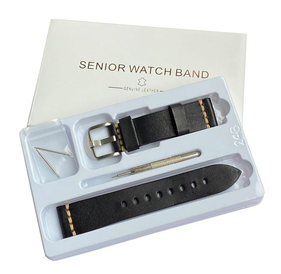 Кожаный ремешок Primolux C052B Steel buckle для часов Samsung Galaxy Watch 3 45mm (SM-R840) - Black | Зображення 6