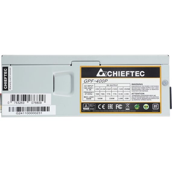 БЖ 400W Chieftec SMART GPF-400P 80 mm fan, >85%, TFX, bulk | Зображення 2