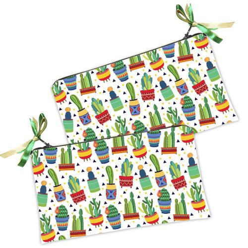 Косметичка жіноча Косметичка жіноча Кактусы в горшках на белом фоне 20х12 см (K_TFL005)
