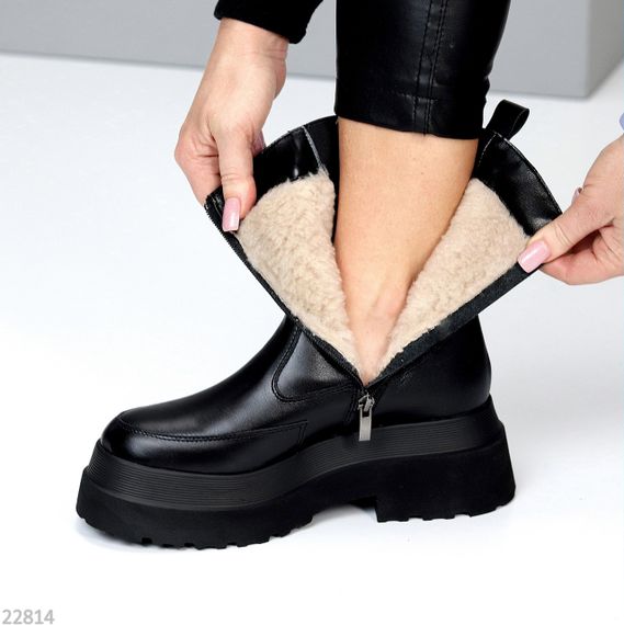Ефектні шкіряні черевики челсі на потовщеній підошві сезон зима | Зображення 3