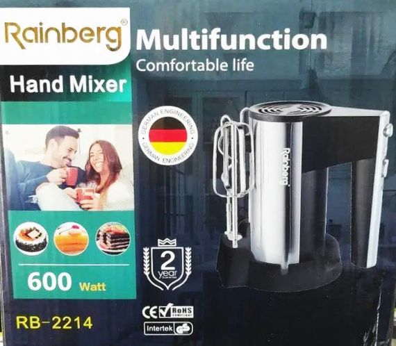 Міксер ручний Rainberg RB-2214 600 Вт 5 швидкостей для кухні на підставці | Зображення 8