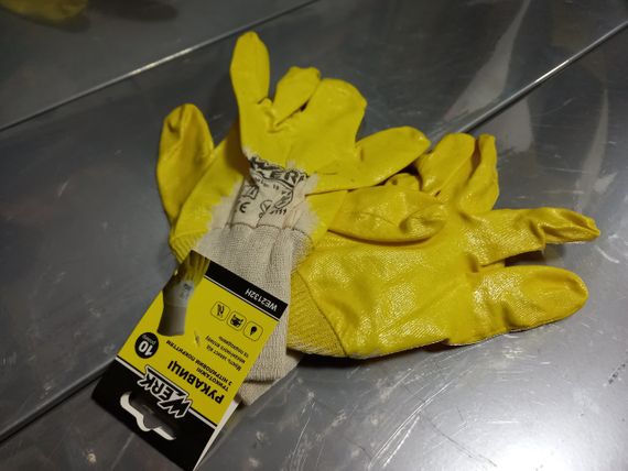 Рукавички трикотажні ХБ з нітриловим покриттям, жовтий колiр, р. 10 WERK (WE2132H) | Зображення 2