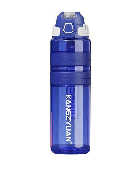 Спортивная бутылка KANGZYUAN 500 мл - Синяя Tritan BPA-free, ударопрочная эко-бутылка с трубочкой и ремешком | Зображення 7