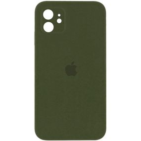Чехол Silicone Case Square Full Camera Protective (AA) для Apple iPhone 11 (6.1") Зелений/Dark Olive