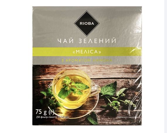 Чай Rioba Меліса зелений з меліс/м`ят та аром лимона 50*1.5г