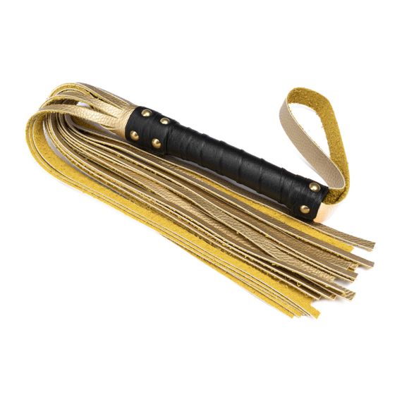 Флогер з комбінованої шкіри Flirty COMBO Leather - Black & Gold, BM-00016 Sex Aura | Зображення 2