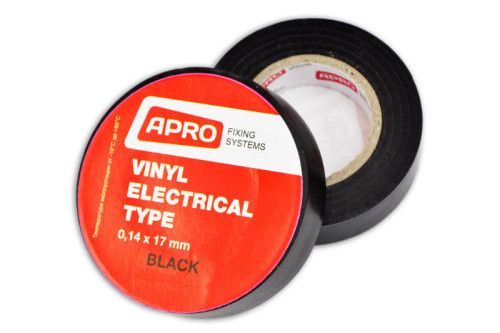 Ізоляційна стрічка чорна 0.14х17мм 25 м (пачка, красно 10 шт.) APRO ET-25B1