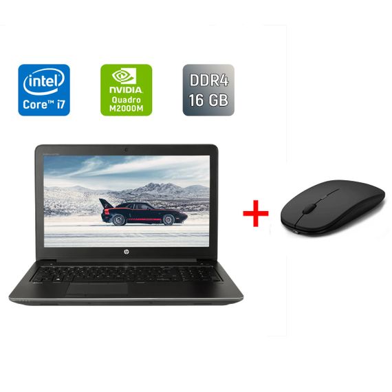 Мобільна робоча станція Б-клас HP zBook 15 G3 / 15.6" (1920x1080) IPS / Intel Core i7-6820HQ (4 (8) ядра по 2.7 - 3.6 GHz) / 16 GB DDR4 / 256 GB SSD / nVidia Quadro M2000M, 4 GB GDDR5, 128-bit / WebCam / TouchID б/в + Подарунок Бездротова миша / USB