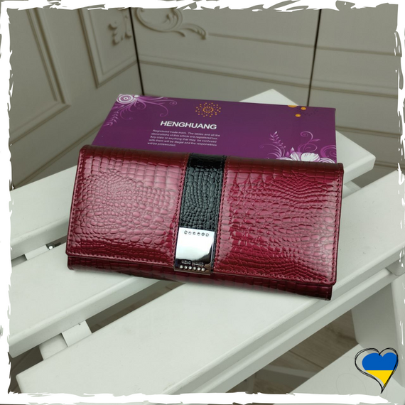 Гаманець жіночий лаковий з натуральної шкіри. Гаманець шкіряний. Кожаный кошелек | Зображення 1