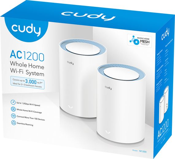 Система WiFi Cudy M1200(2-pack), AC1200 Wi-Fi Mesh Solution