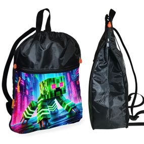 Рюкзак-мешок для обуви,спортивной формы Майнкрафт "Minecraft" детская сумка для сменки с расширителем (01295)