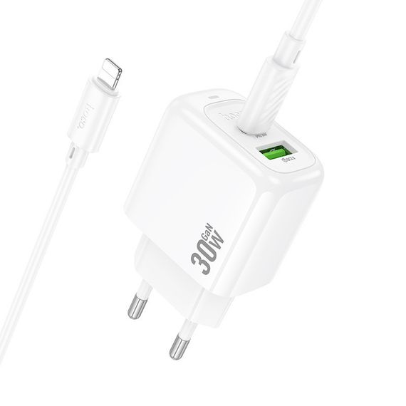 СЗУ Hoco CS55A Surplus PD30W+QC3.0 (1USB-A/1C) + кабель Type-C to Lightning White | Зображення 5